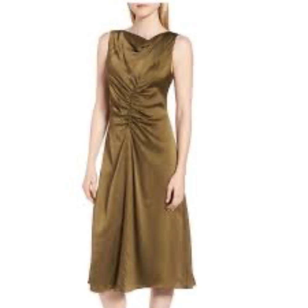 Lewit Cowl Neck Ruched Dress NWT
